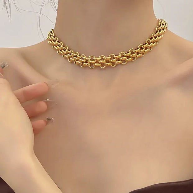 Gold plated choker necklace