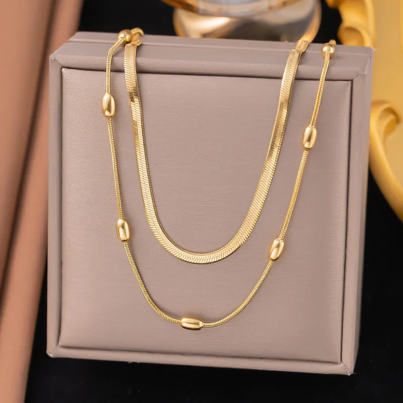 18K gold plated double layer necklace