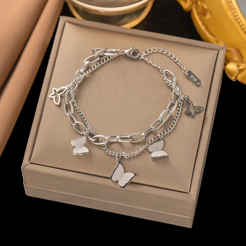 Stainless steel butterfly chain bracelet