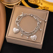 Stainless steel double chain heart bracelet